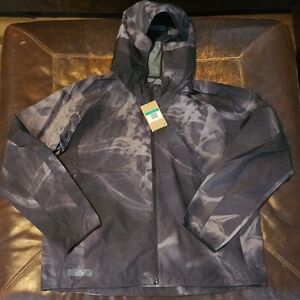 Nike Black and Gray Hooded Rain Jacket